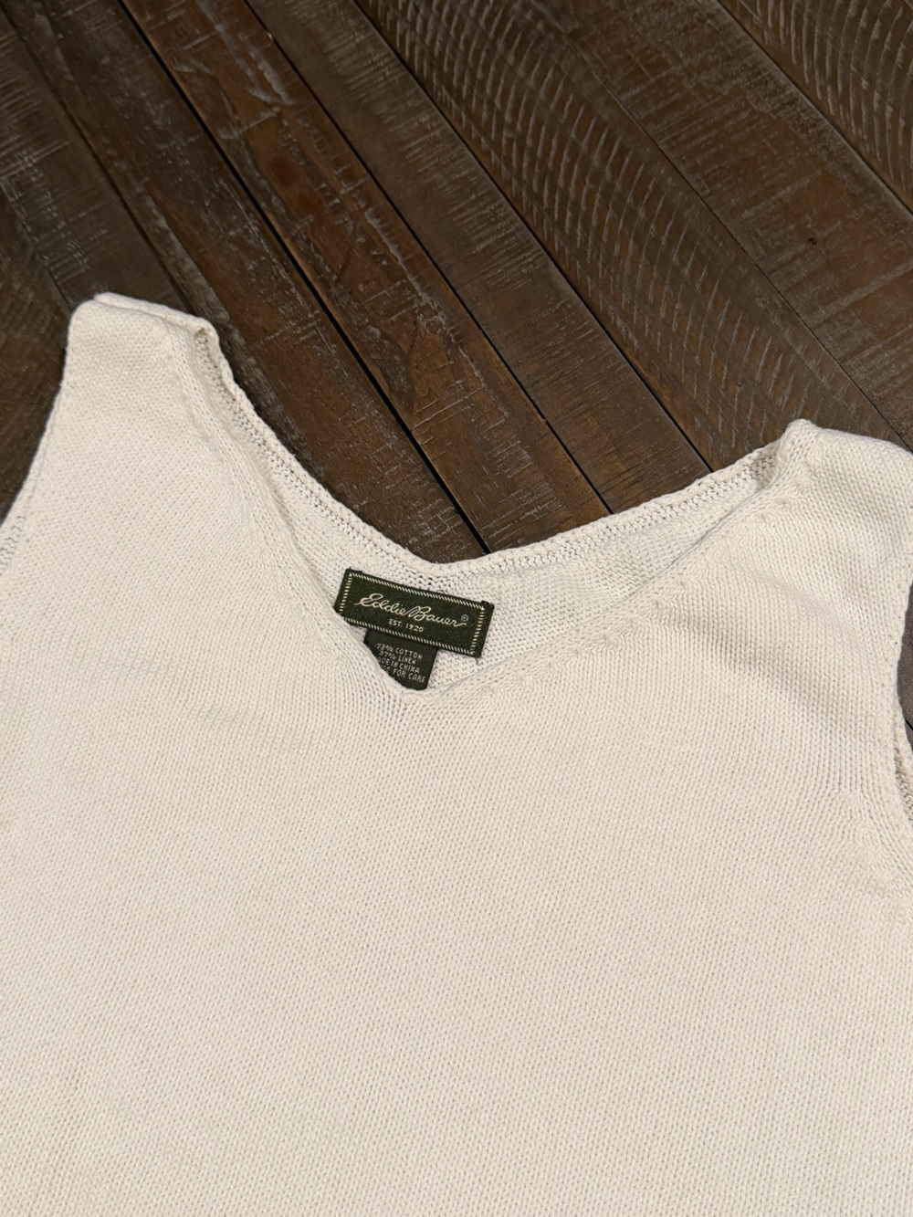 Eddie Bauer Y2K Cream Cotton Knit Sweater Vest